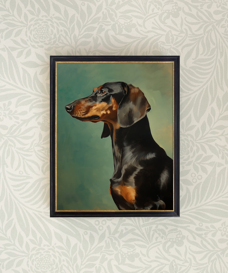 Portrait of a Black & Tan Dachshund