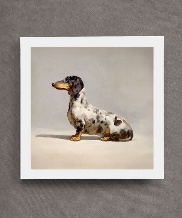 A Seated Dapple Dachshund