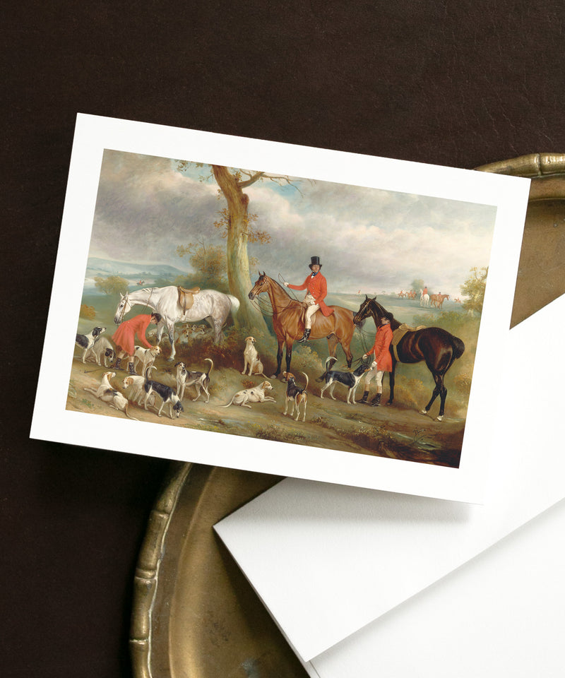 Stationery set featuring the 1846 painting "Thomas Wilkinson, M.F.H., with the Hurworth Foxhounds" by renowned British artist John Ferneley.