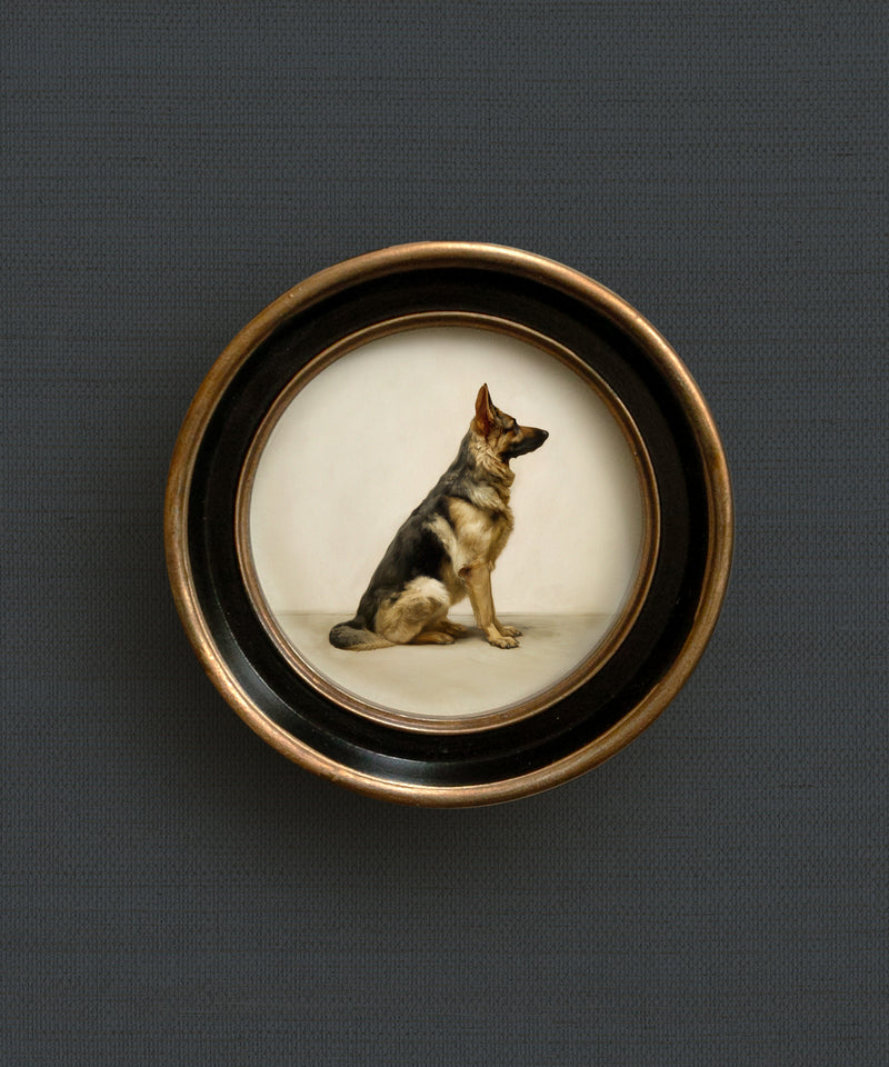 German Shepherd classic round framed art print
