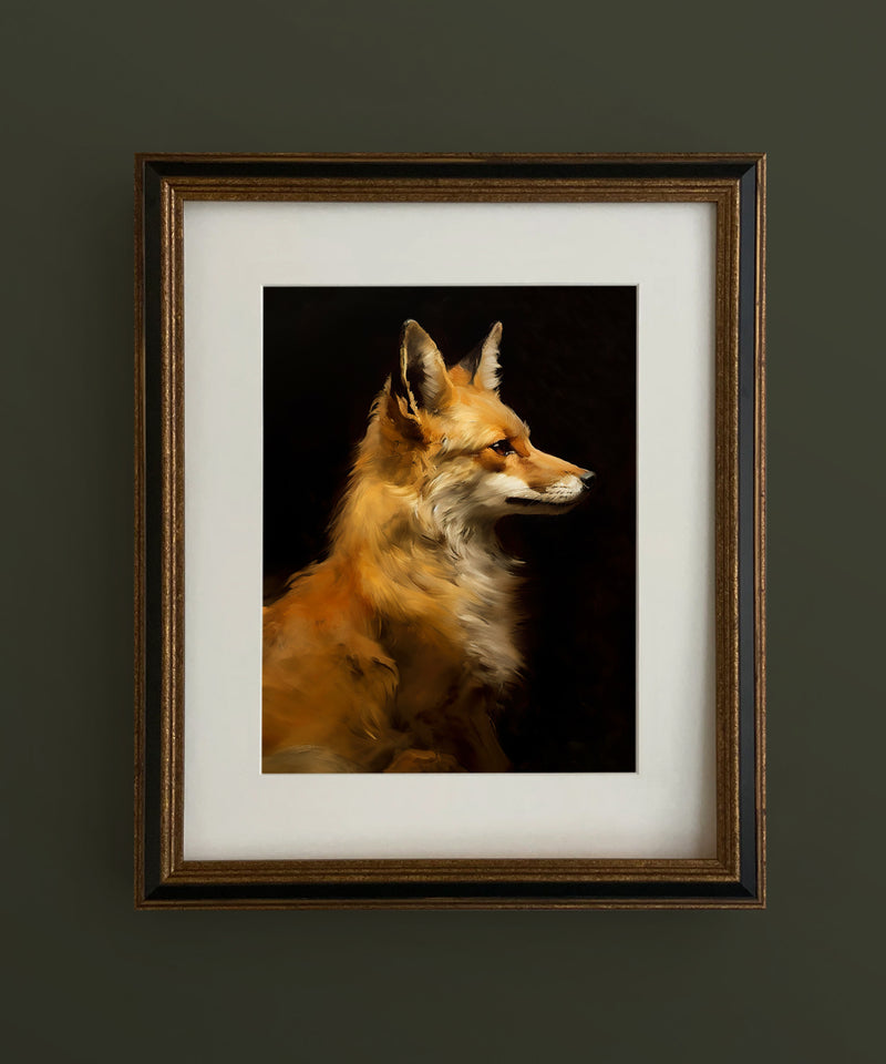 Vintage Red Fox Portrait Painting