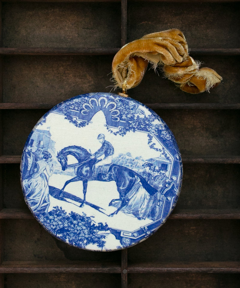 Equestrian Toile Ornament | Blue