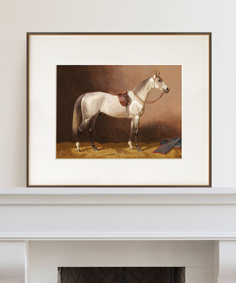 Vintage horse painting grey 