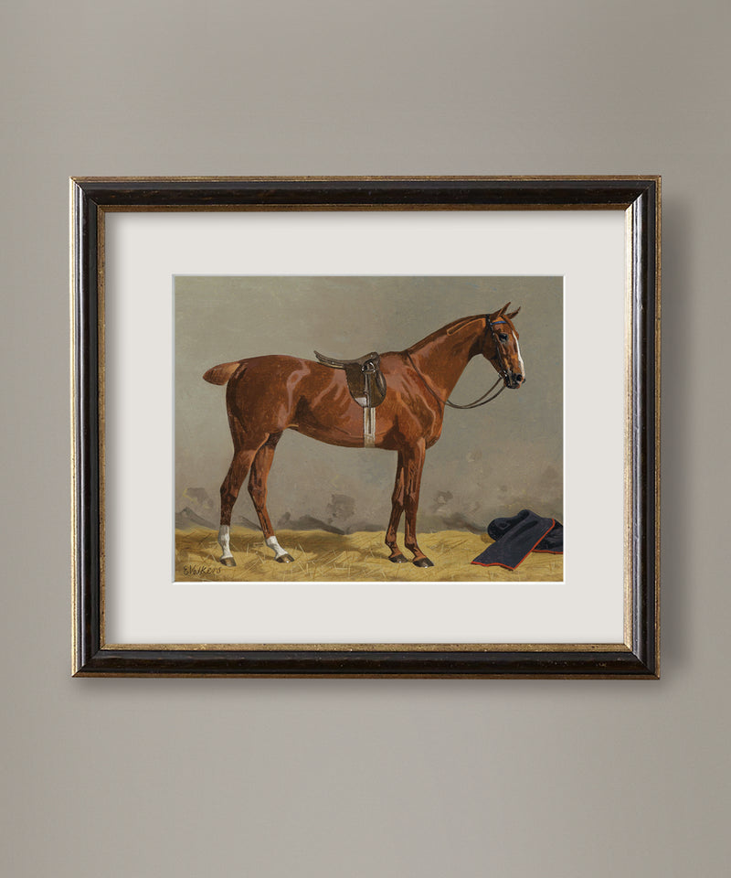 Vintage chestnut horse painting print