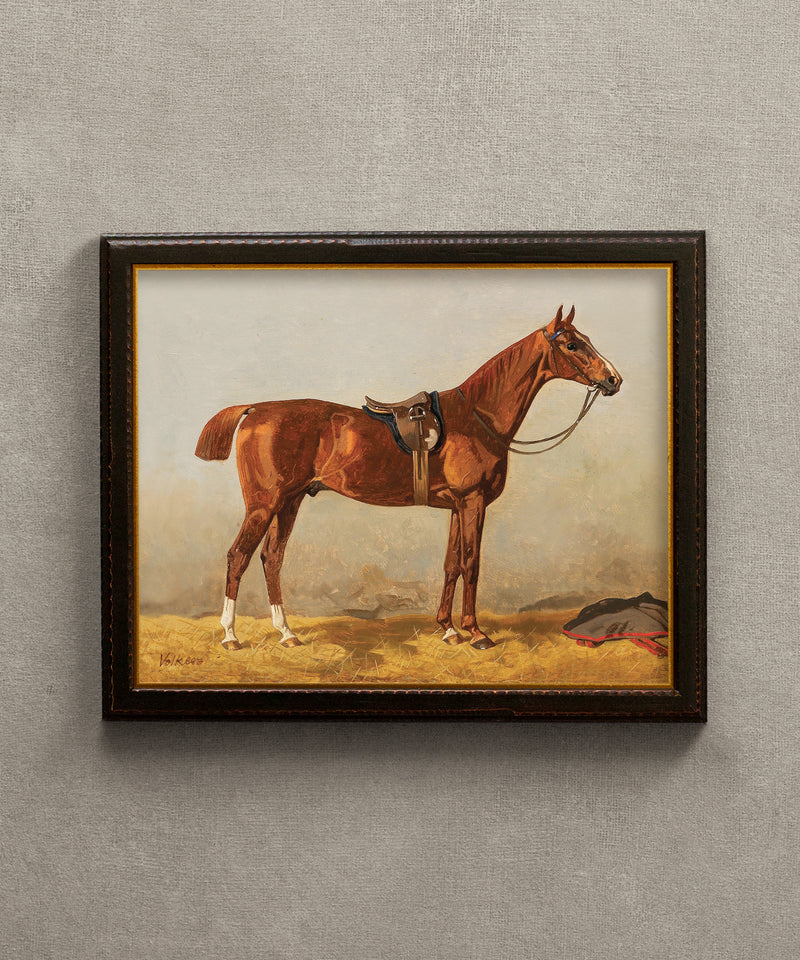 Framed print of a vintage chestnut horse painting